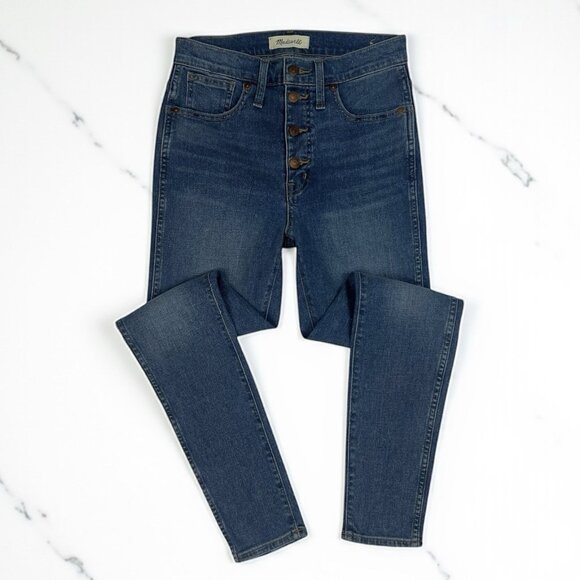 Madewell 10" High Rise Skinny Jeans Size 27 Button Front Fly Dewitt Wash MA981 - Picture 1 of 12